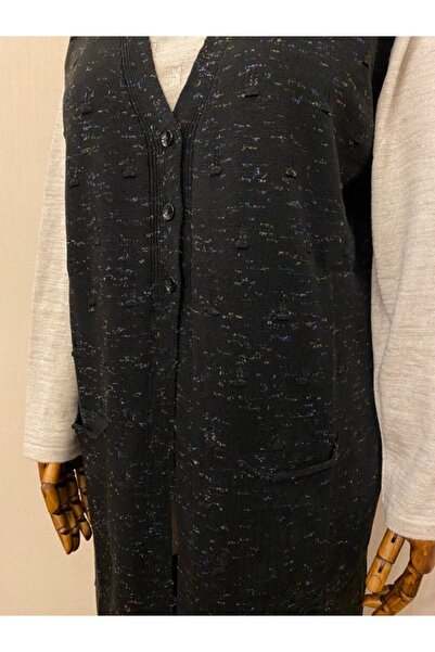 TEK Mevsimlik Triko Anne Yelek / Kırçıllı Siyah