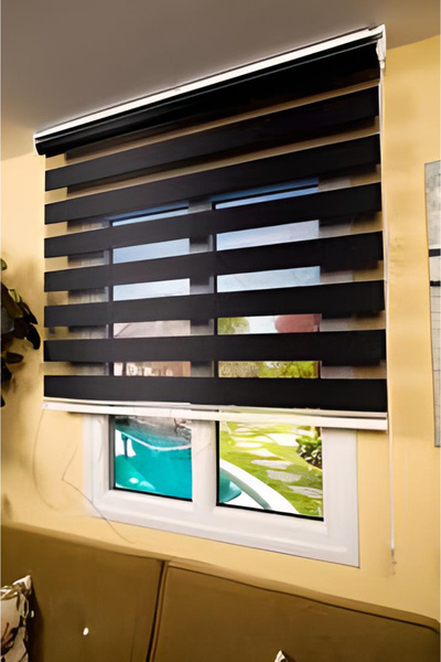 Givayo Mobilya SİYAH STOR ZEBRA PERDE OYGUSUZ