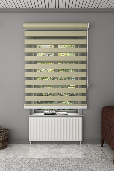 Givayo Mobilya METALİK KUM BEJİ ZEBRA STOR PERDE