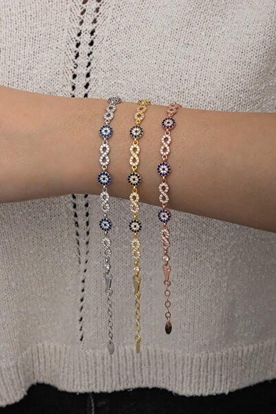 Enes Gümüş Nazar boncuğu ve sonsuzluk modelli gümüş bileklik