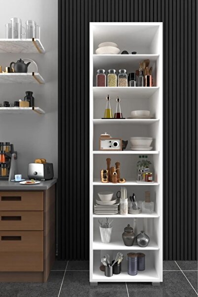 Haus Modüler HAUS 8 Raflı Beyaz Ayakkabılık Çok Amaçlı Dolap Mutfak Banyo Kiler