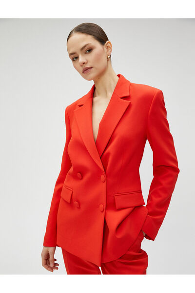 Koton Kruvaze Blazer Ceket Kapaklı Cep Detaylı