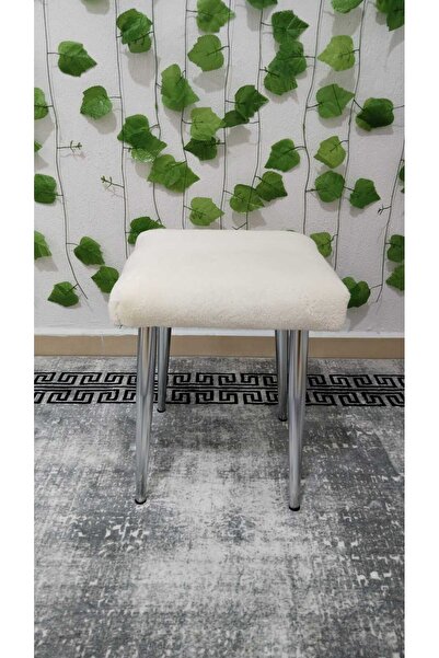 ÖZCAN METAL Metal Ayak Teddy Kumaş Dekoratif Çok Amaçlı Peluş Puf Tabure Bench Koltuk Sandalye