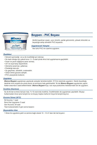Bianca Boypen Pvc Boyası Koyu Renk Kartela 2024