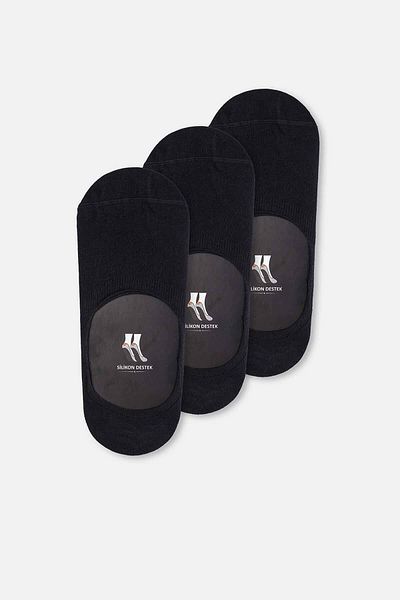 Dagi Schwarze, kurze, unsichtbare Baumwollsocken für Herren, 3-teilig