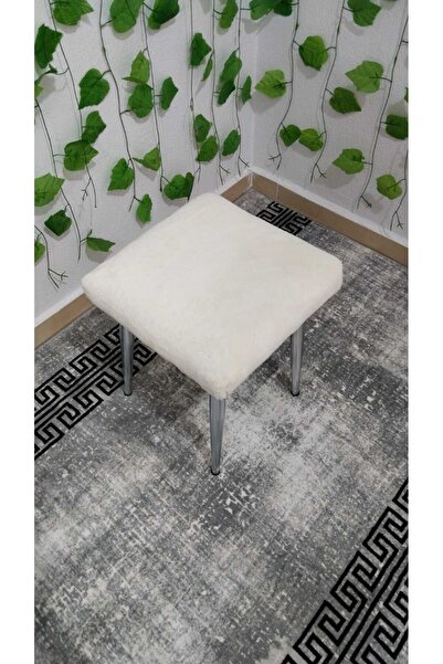 ÖZCAN METAL Metal Ayak Teddy Kumaş Dekoratif Çok Amaçlı Peluş Puf Tabure Bench Koltuk Sandalye