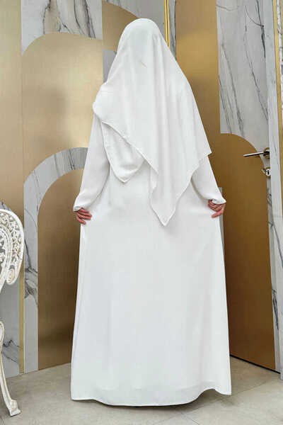 Bym Fashion Skirt Patterned Dress Abaya Suit 8495 Ecru