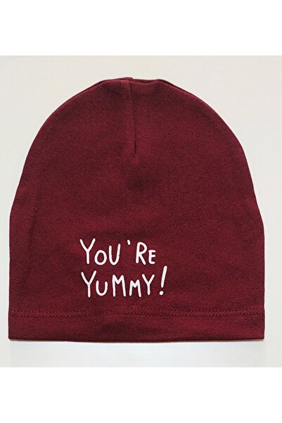 babymarkt Esnek Örme Penye Yummy Yazı Baskılı Bebek Çocuk Bere