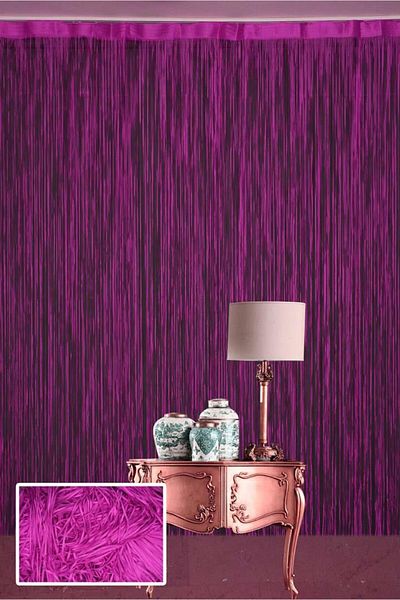 AKÇA TEKSTİL Rope Model Fuchsia Color Ready Rope Curtain 300*240