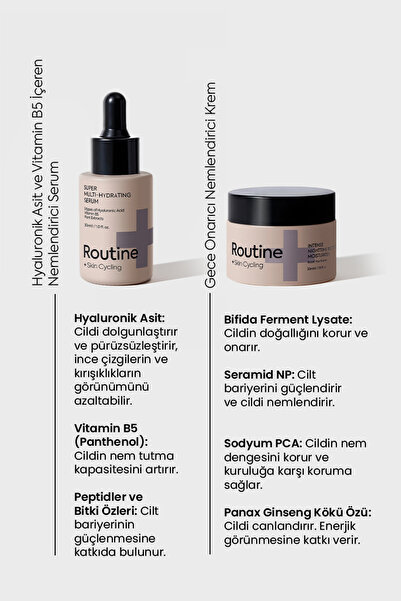 Routine+ Yenileyici Gece Bakım Seti | Cilt Bariyerini Onarıcı Gece Bakım Seti | Recovery Night Routine