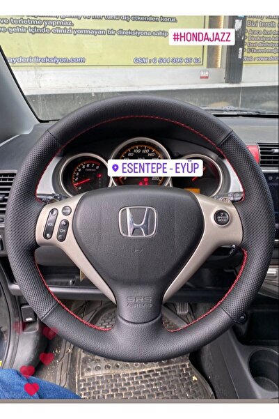 detaydireksiyon Direksiyon kılıfı Honda Jazz -Cİty 2005 uyumlu Spor desen siy...