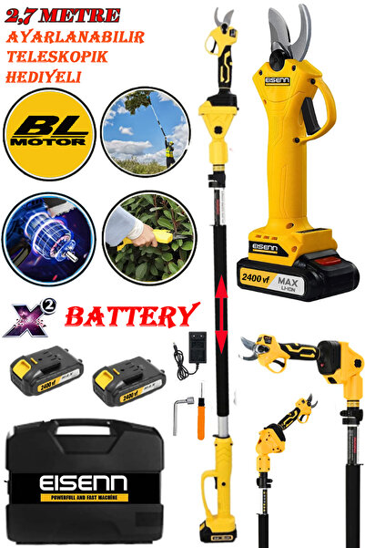 Eisenn Germany Yellow Series 2400 Vf 20 Ah 2 Akülü Bağ Budama Makası 2.7 Mt T...