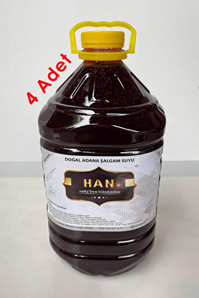 HAN Şalgam Katkısız Adana Şalgamı Acısız Sade 5 Lt (4 Adet)