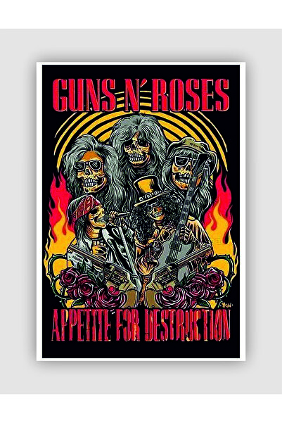 fırsatlar diyarı Guns N' Roses Rock Müzik Vintage Kalın Kağıt Poster - Çerçevesiz