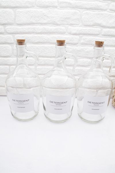 zezedesing Διακοσμητικό Γυαλί Gallon Mushroom K. Μπουκάλια απορρυπαντικού και μαλακτικού 3 συσκευασιών (ΜΑΥΡΑ, ΧΡΩΜΑΤΑ, ΛΕΥΚΑ 1500ML)