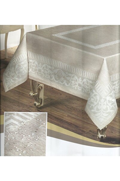 SERİNÇAY TEKSTİL مفرش طاولة من قماش الجاكار باللون البيج، مقاوم للأوساخ والبق...