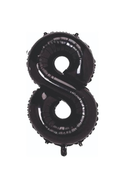 partideyince بالون فويل رقم 8 بالون هيليوم 76 سم لون أسود - 8 سنوات بالون -