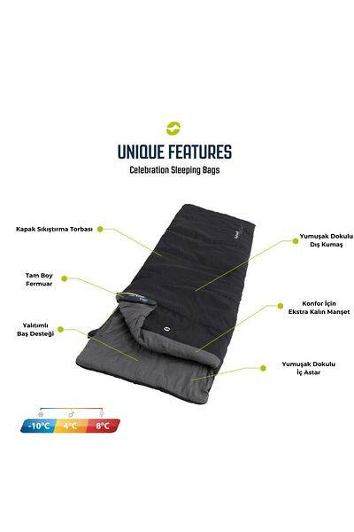 Outwell Celebration Lux Black -10 Ultra Comfortable Sleeping Bag