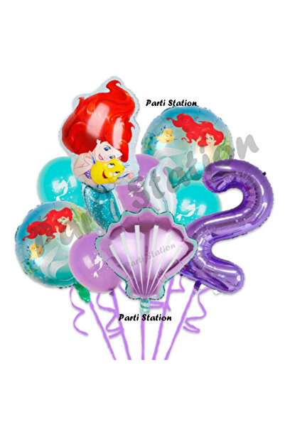 Parti Station Küçük Deniz Kızı Ariel 2 Yaş Balon Seti Little Mermaid Balloon ...