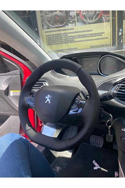 Detay Direksiyon kılıfı Peugeot 308-208 kromlu Spor Desen Derisi Sökülmeden Y...