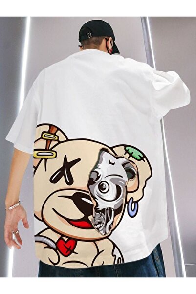 Vordevia Medved Štampano Oversize kroj Beli T-shirt