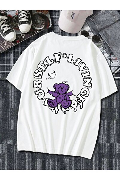 Vordevia Medved Štampano Oversize kroj Beli T-shirt