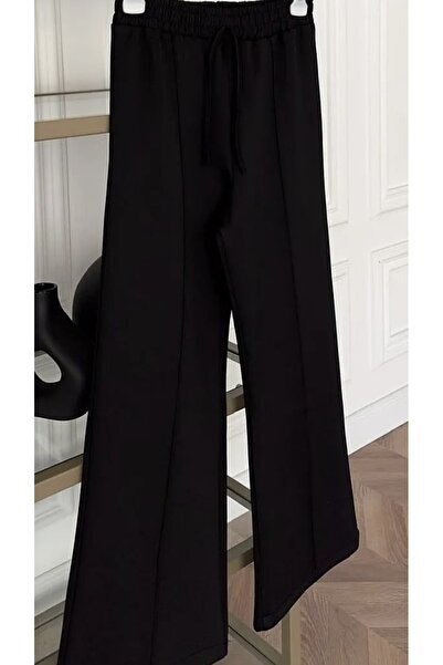 BySerraÖzcan بنطلون سكوبا واسع الساق بالازو مخطط بنطلون سكوبا مخطط