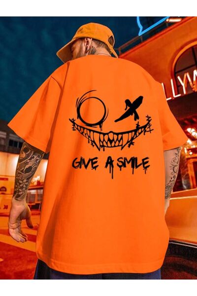 Vordevia Smile Štampano Orange Oversize kroj T-shirt