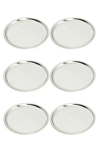 KT HOME Serving Plate 21 Cm Round Serving, Cake, Cookie, Catering Plate Stainless Steel 6 Pieces Kebab