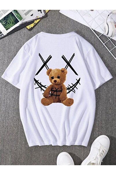 Vordevia Medved Štampano Oversize kroj Beli T-shirt