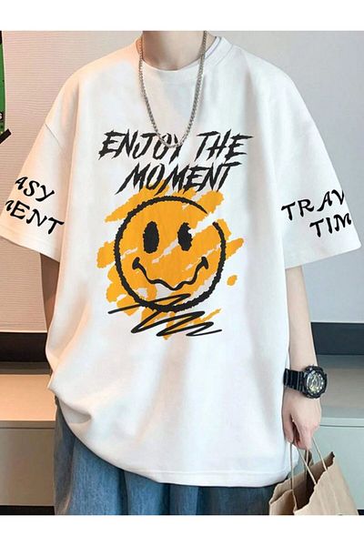 Vordevia Tricou oversize alb cu imprimeu Smile