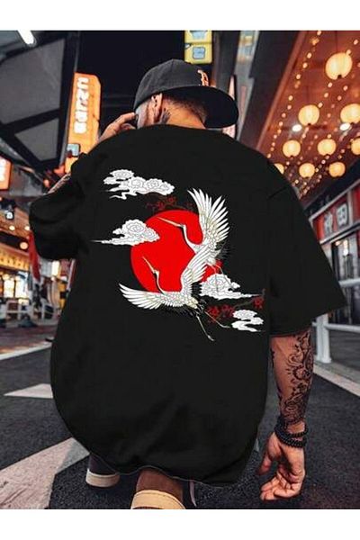 Vordevia Μπλουζάκι με στάμπα Stork Μαύρο Oversize