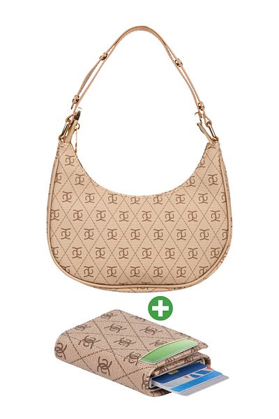 Adelina Bags Set de geanți de umăr de mână și portofel mecanic cu model semi-lună pentru femei (2 articole)