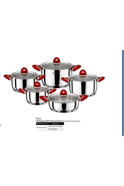 Öncü 10 Pcs Çelik Tencere Seti Bakalit Kulp
