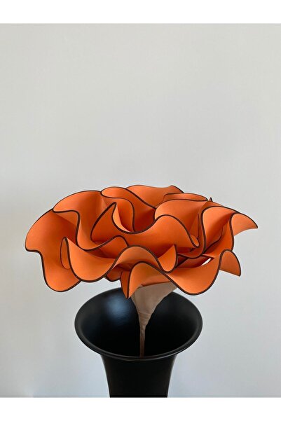 Ayka Aksesuar Floare artificială decorativă din latex Eva de lux, realizată manual (EXCLUSIVA VASĂ) - Portocaliu cu aurire neagră - Floare din spumă