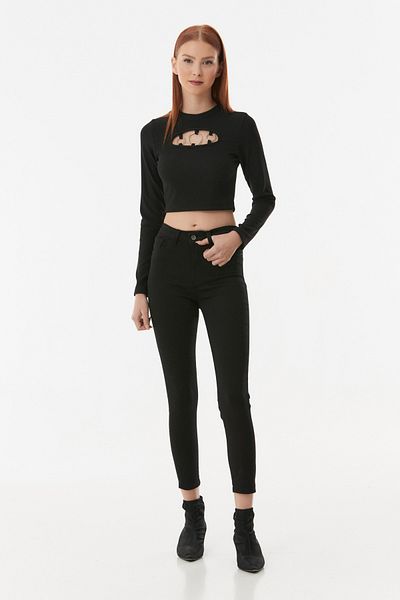 Fulla Moda High Waist Skinny Chino Pants