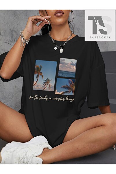 Tarzsokak Τροπικό μπλουζάκι με γραφικά σλόγκαν και ανοιχτό ώμο