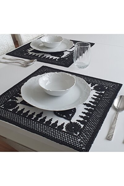 WENESSİ نمط مربع أنجليز الحبل التطريز المطرزة 6 أشخاص العرض الخدمة الأمريكية