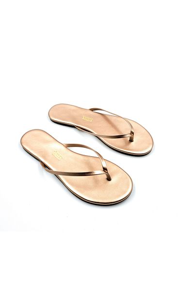 Tkees Classic Women's Patent Leather Rose Flip Flops