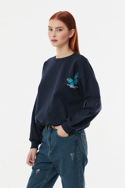 Fulla Moda Голям суичър с щампа на пеперуди