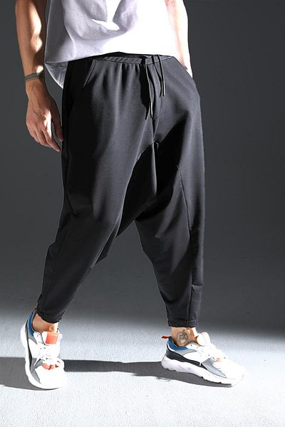DARK AND BRIGHT Μαύρο Loose Cut Shalwar Πλαϊνή τσέπη Λεπτομερές σχέδιο Shalwar