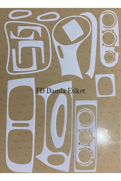FD Damla Etiket Renault Megane 1 Torpedo, Console, Trim, Chest Mahogany Finish White Color