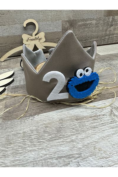 Feriatolye Cookie monster 1 year old 2 years 3 years old birthday crown