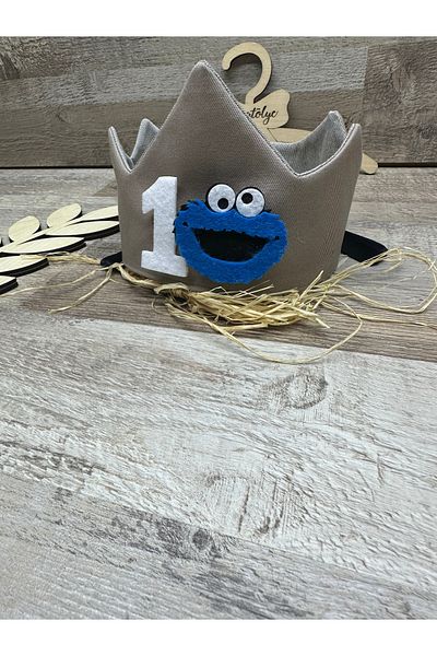 Feriatolye Cookie monster 1 year old 2 years 3 years old birthday crown