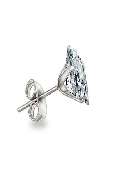 Öte Beri Öteberi Silver Stainless Non-Tarnish 316l Surgical Steel Unisex Square Zircon Stone Single Earrings (1 Piece)