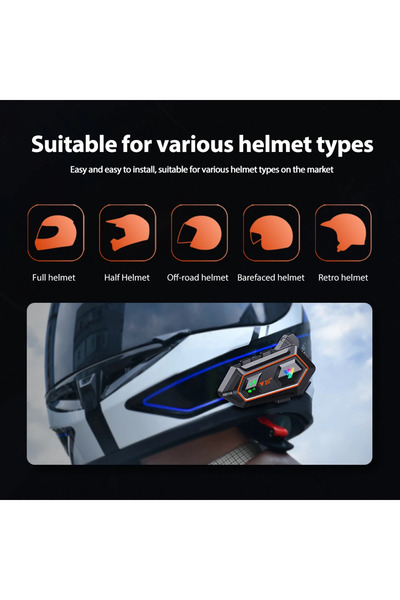 Dynego Y20 2X Motosiklet Kask Kulaklık Intercom Işıklı Motorsiklet Interkom