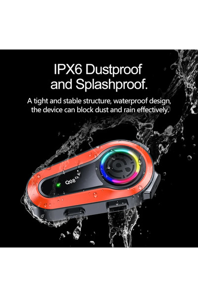 Dynego Q08 2x Motosiklet Kask Kulaklık Intercom Telsiz Görüşmeli Işıklı Motorsiklet Interkom