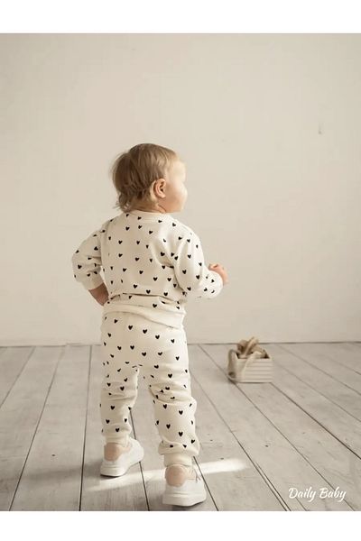 OTTO BABY 100% COTTON HEART PRINTED DOUBLE Tracksuit SET