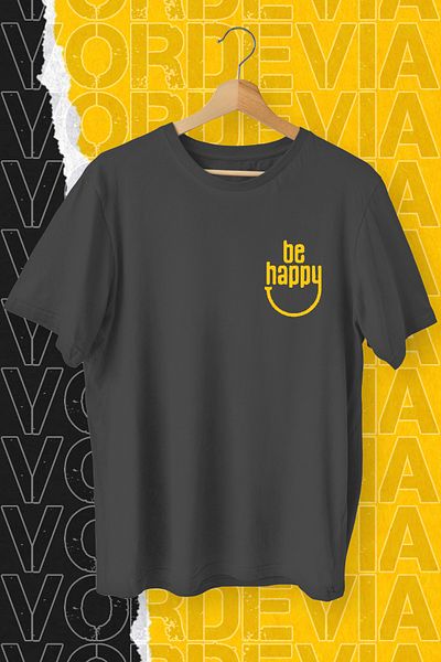 Vordevia Be Happy εμπριμέ μαύρο μπλουζάκι Oversize