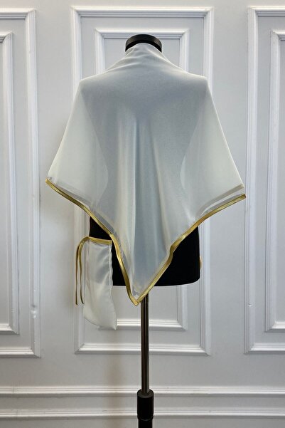 ZEYMERADE Krem Şifon Lüks Damat Omuz Örtüsü Şalı, Sağdıç Asker Örtüsü, Sade M...